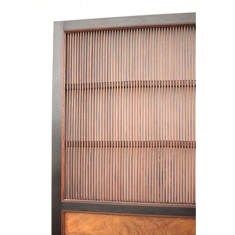 牡丹獅子金具 黒枠 細格子蔵戸　W064YD 