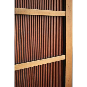 牡丹獅子金具 黒枠 細格子蔵戸　W064YD 