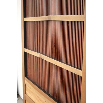 牡丹獅子金具 黒枠 細格子蔵戸　W064YD 