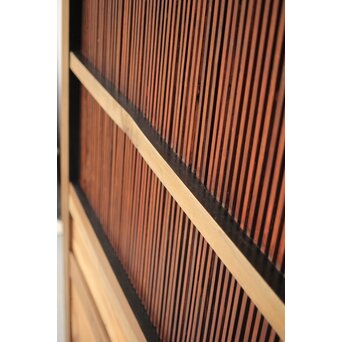 牡丹獅子金具 黒枠 細格子蔵戸　W064YD 