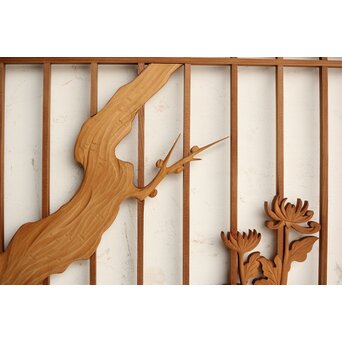 四君子 黒枠欄間 2枚1組　R0172 