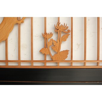 四君子 黒枠欄間 2枚1組　R0172 