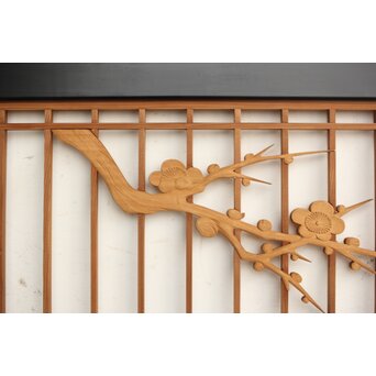 四君子 黒枠欄間 2枚1組　R0172 