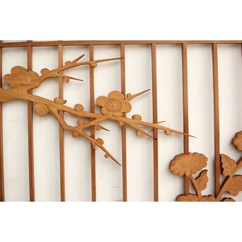 四君子 黒枠欄間 2枚1組　R0172 