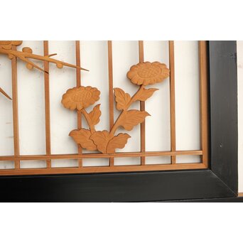 四君子 黒枠欄間 2枚1組　R0172 