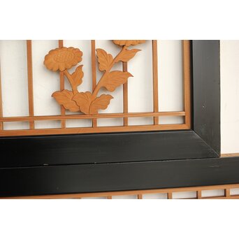 四君子 黒枠欄間 2枚1組　R0172 