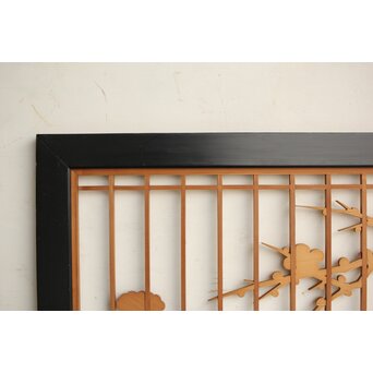 四君子 黒枠欄間 2枚1組　R0172 