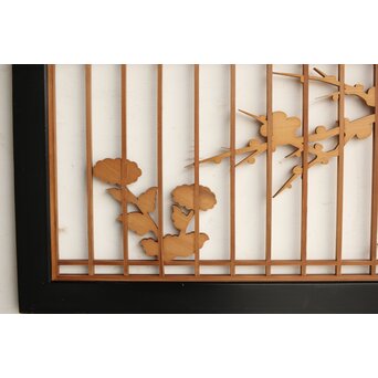 四君子 黒枠欄間 2枚1組　R0172 