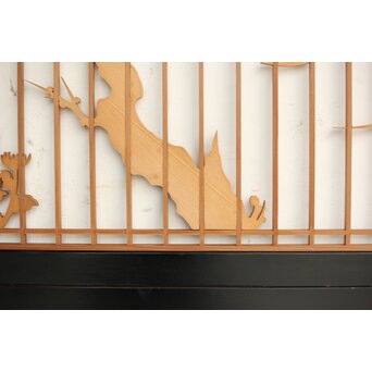 四君子 黒枠欄間 2枚1組　R0172 