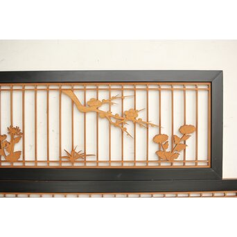 四君子 黒枠欄間 2枚1組　R0172 