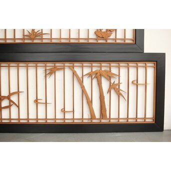 四君子 黒枠欄間 2枚1組　R0172 