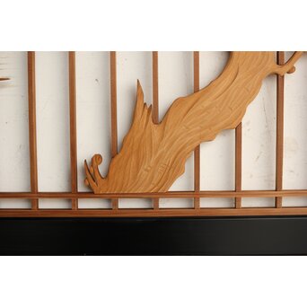 四君子 黒枠欄間 2枚1組　R0172 