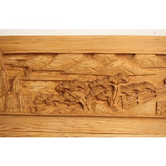 枠無浮彫 両面木彫欄間 2枚1組　R0174 