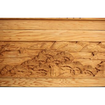 枠無浮彫 両面木彫欄間 2枚1組　R0174 