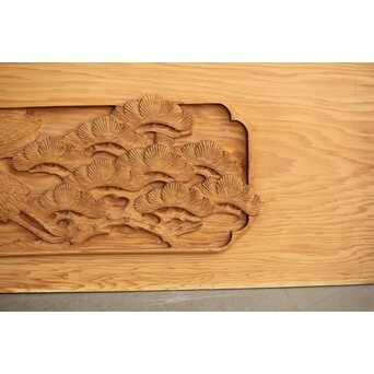 枠無浮彫 両面木彫欄間 2枚1組　R0174 