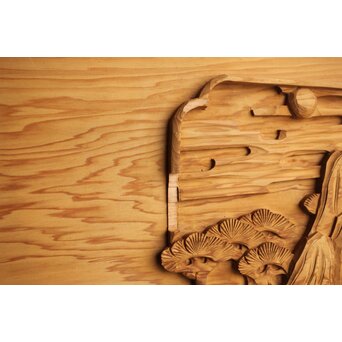 枠無浮彫 両面木彫欄間 2枚1組　R0174 