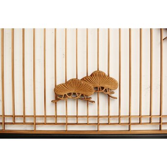 鶴亀木彫 筬欄間 2枚1組　R0175 