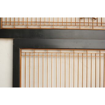 鶴亀木彫 筬欄間 2枚1組　R0175 