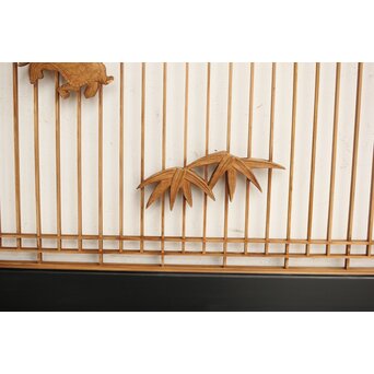 鶴亀木彫 筬欄間 2枚1組　R0175 