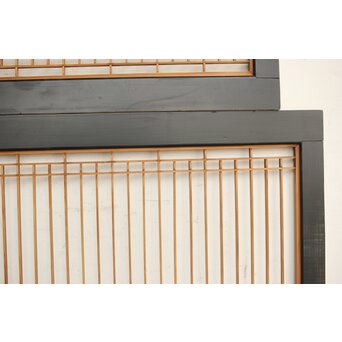 鶴亀木彫 筬欄間 2枚1組　R0175 