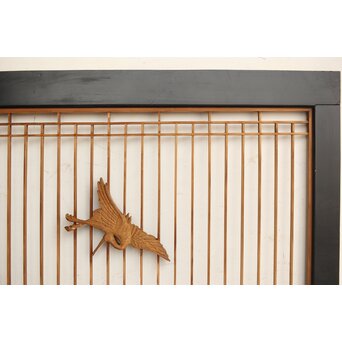 鶴亀木彫 筬欄間 2枚1組　R0175 