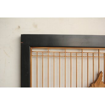 鶴亀木彫 筬欄間 2枚1組　R0175 