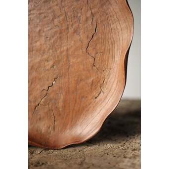 指物師 伊藤小平 上杢葉盆 煎茶盆　X344 