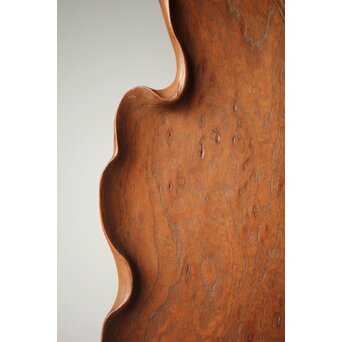 指物師 伊藤小平 上杢葉盆 煎茶盆　X344 