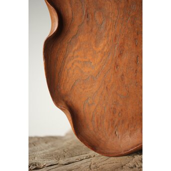 指物師 伊藤小平 上杢葉盆 煎茶盆　X344 