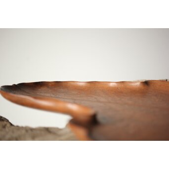 指物師 伊藤小平 上杢葉盆 煎茶盆　X344 