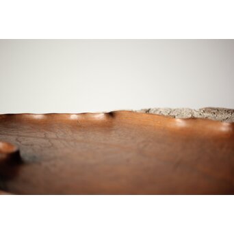 指物師 伊藤小平 上杢葉盆 煎茶盆　X344 