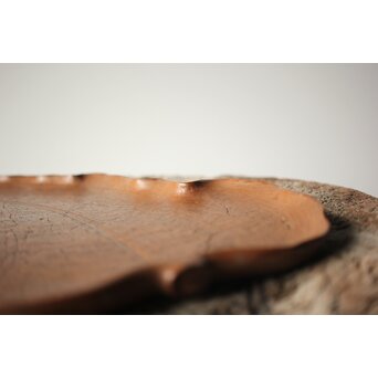 指物師 伊藤小平 上杢葉盆 煎茶盆　X344 