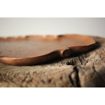 指物師 伊藤小平 上杢葉盆 煎茶盆　X344 