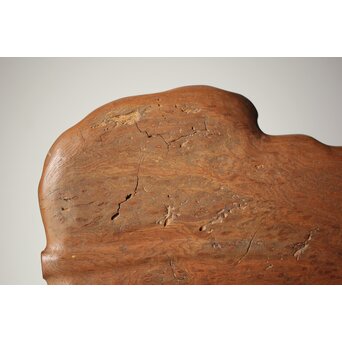 指物師 伊藤小平 上杢葉盆 煎茶盆　X344 