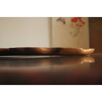 指物師 伊藤小平 上杢葉盆 煎茶盆　X344 