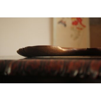 指物師 伊藤小平 上杢葉盆 煎茶盆　X344 