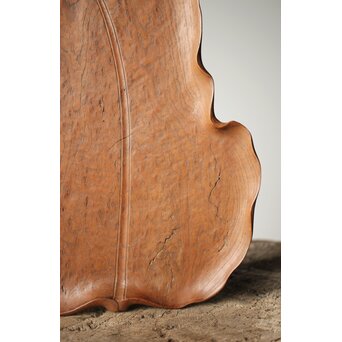 指物師 伊藤小平 上杢葉盆 煎茶盆　X344 