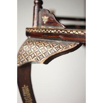 唐物 鷺足三脚卓 螺鈿卓 月光如水水如天　Q300 