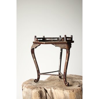 唐物 鷺足三脚卓 螺鈿卓 月光如水水如天　Q300