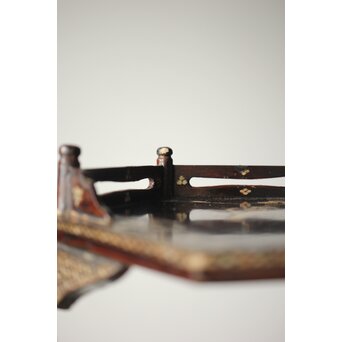 唐物 鷺足三脚卓 螺鈿卓 月光如水水如天　Q300 