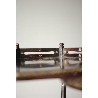 唐物 鷺足三脚卓 螺鈿卓 月光如水水如天　Q300 