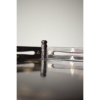 唐物 鷺足三脚卓 螺鈿卓 月光如水水如天　Q300 