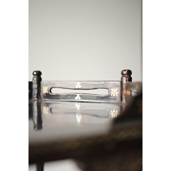 唐物 鷺足三脚卓 螺鈿卓 月光如水水如天　Q300 