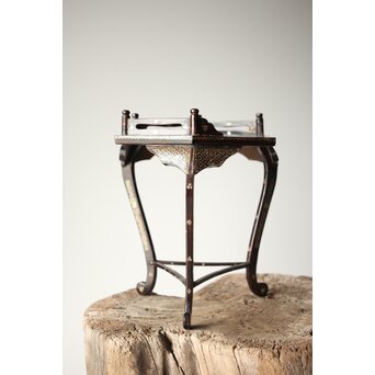 唐物 鷺足三脚卓 螺鈿卓 月光如水水如天　Q300 