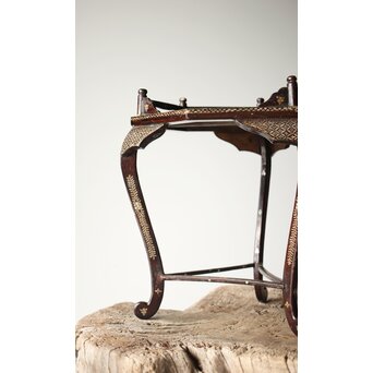 唐物 鷺足三脚卓 螺鈿卓 月光如水水如天　Q300 