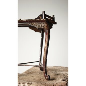 唐物 鷺足三脚卓 螺鈿卓 月光如水水如天　Q300 