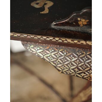 唐物 鷺足三脚卓 螺鈿卓 月光如水水如天　Q300 