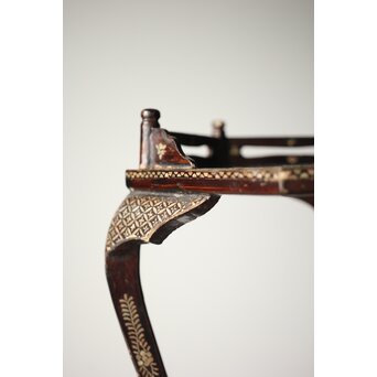 唐物 鷺足三脚卓 螺鈿卓 月光如水水如天　Q300 