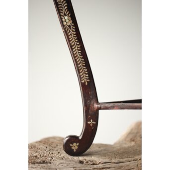 唐物 鷺足三脚卓 螺鈿卓 月光如水水如天　Q300 