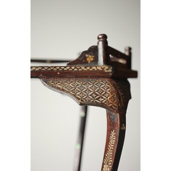 唐物 鷺足三脚卓 螺鈿卓 月光如水水如天　Q300 